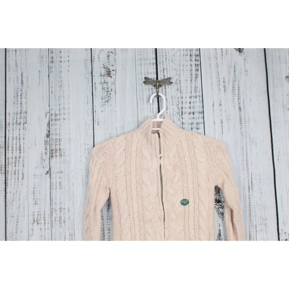 LL Bean Double L Cable Sweater Zip Cardigan Peach Size XS - Picture 2 of 10